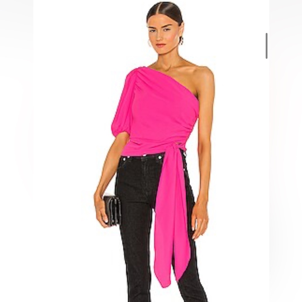 Amanda Uprichard Pink One-Shoulder Blouse NWT